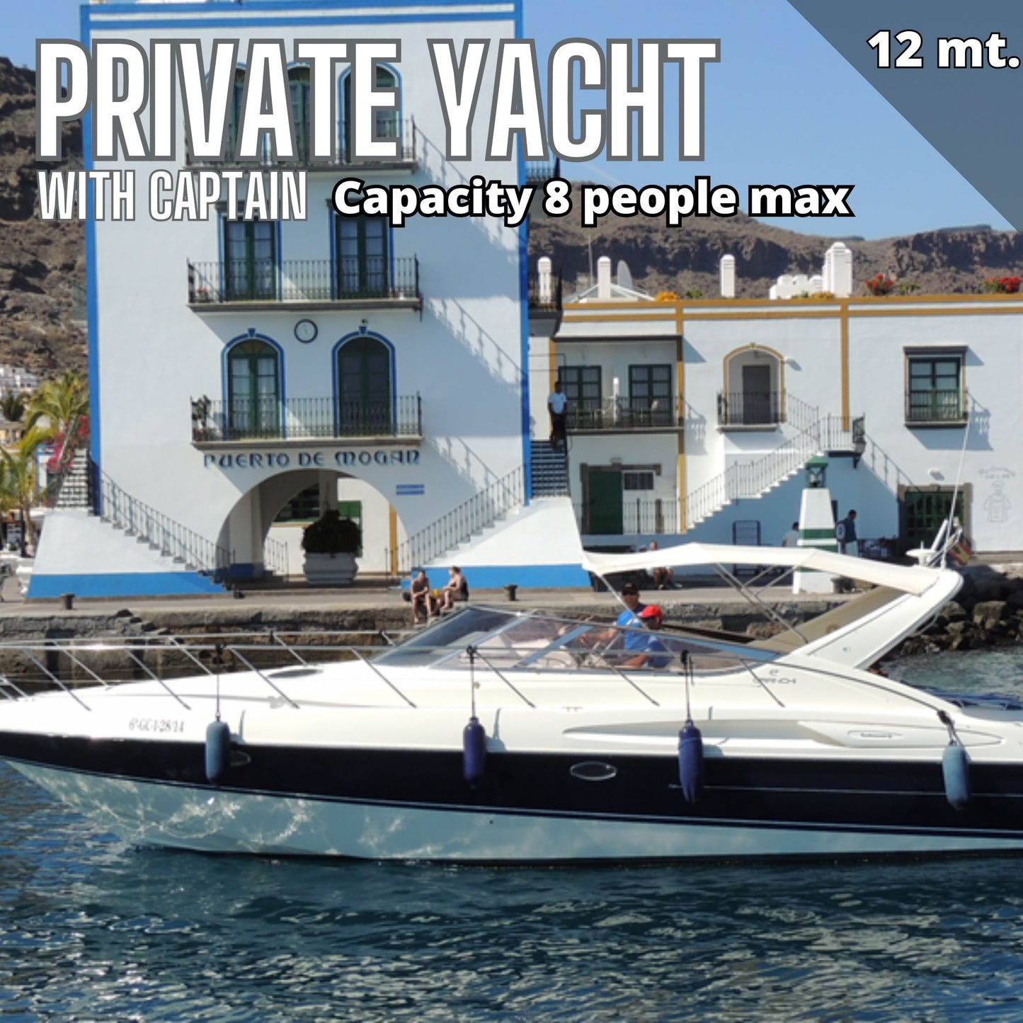 boat rental gran canaria - lateral view of the sunkiss in puerto de mogán