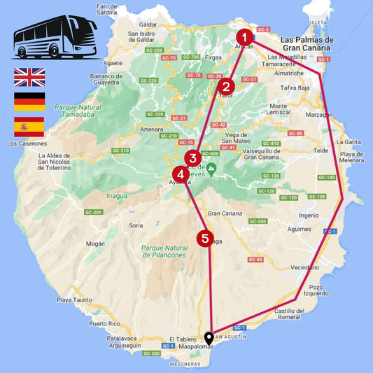gran canaria bus tour - highlights - main map
