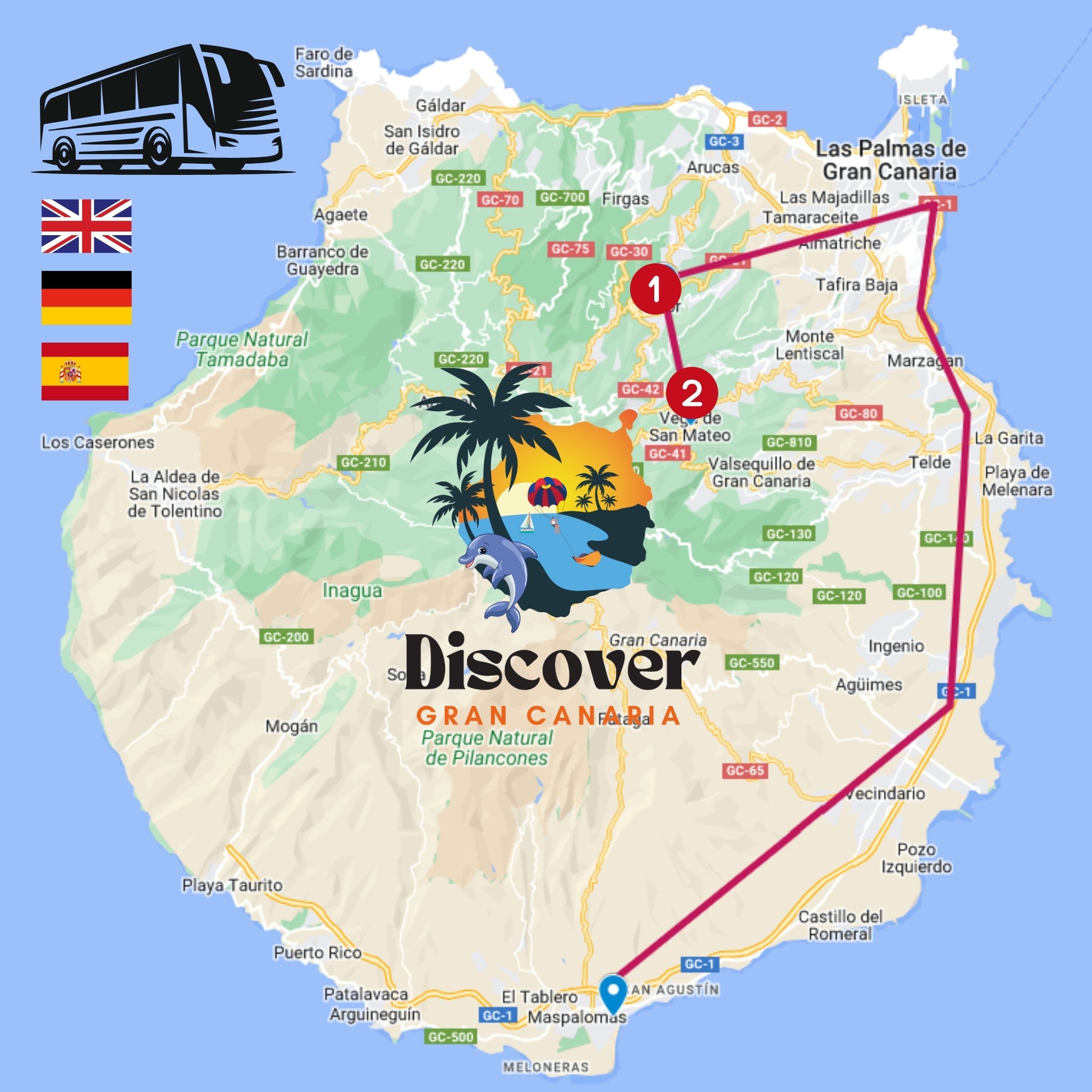 gran canaria markets, itinerary map