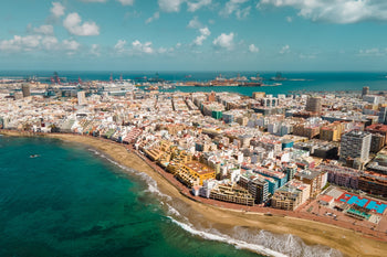 las palmas de gran canaria, aerial view of las canteras beach