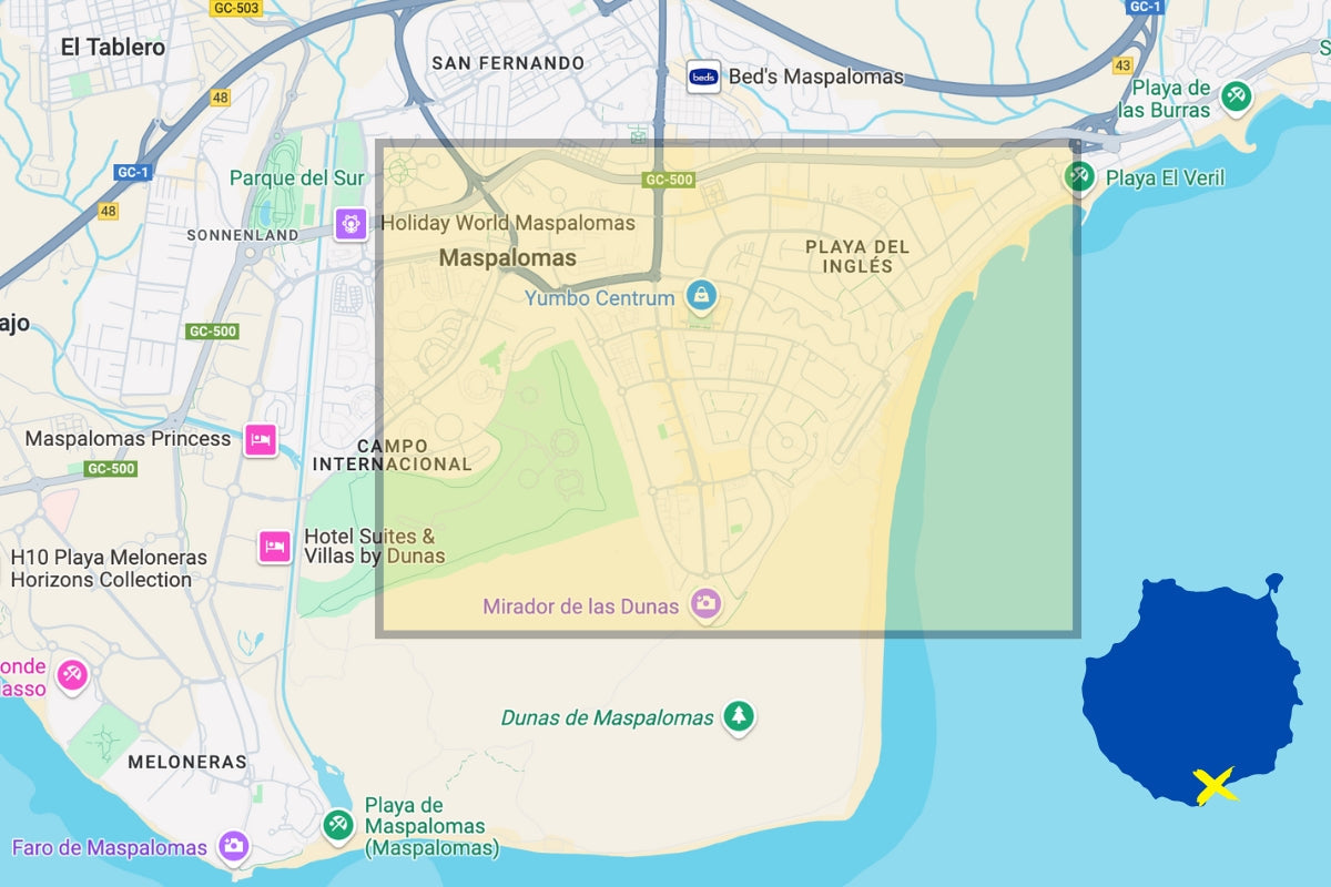 playa del ingles, map