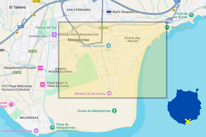 playa del ingles, map