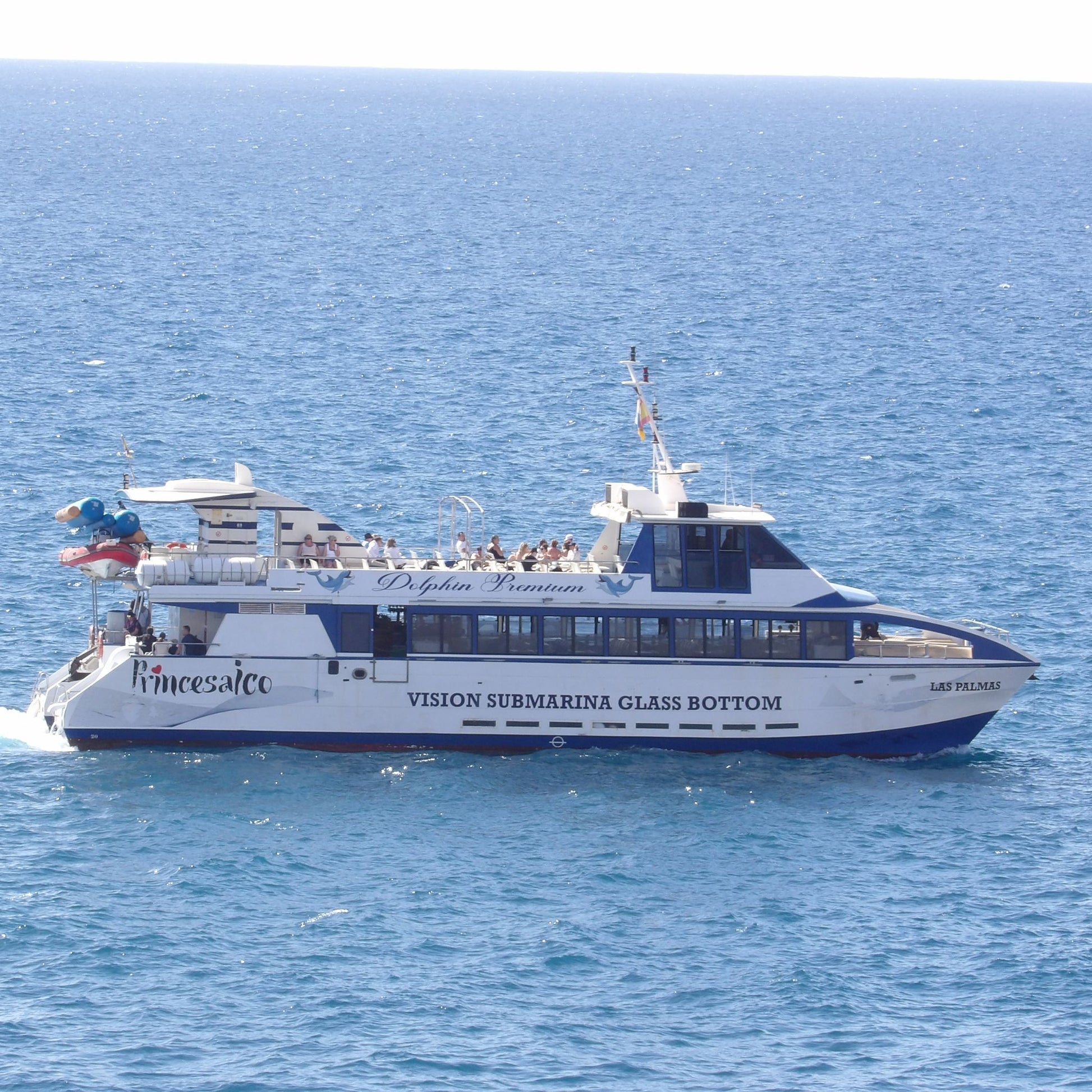 Princesa Ico All Inclusive Boat Trip Gran Canaria seen sailing on the water with passengers enjoying the ride.